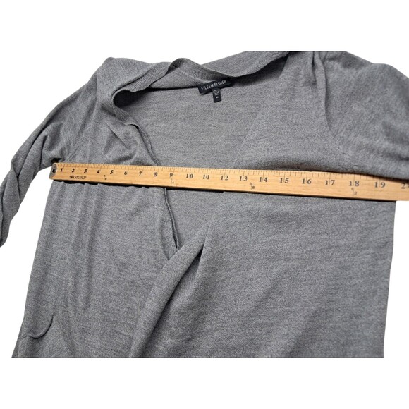 Eileen Fisher Open Cardigan Sweater 100% Wool Gray Pockets‎ Women's Medium - Picture 8 of 9